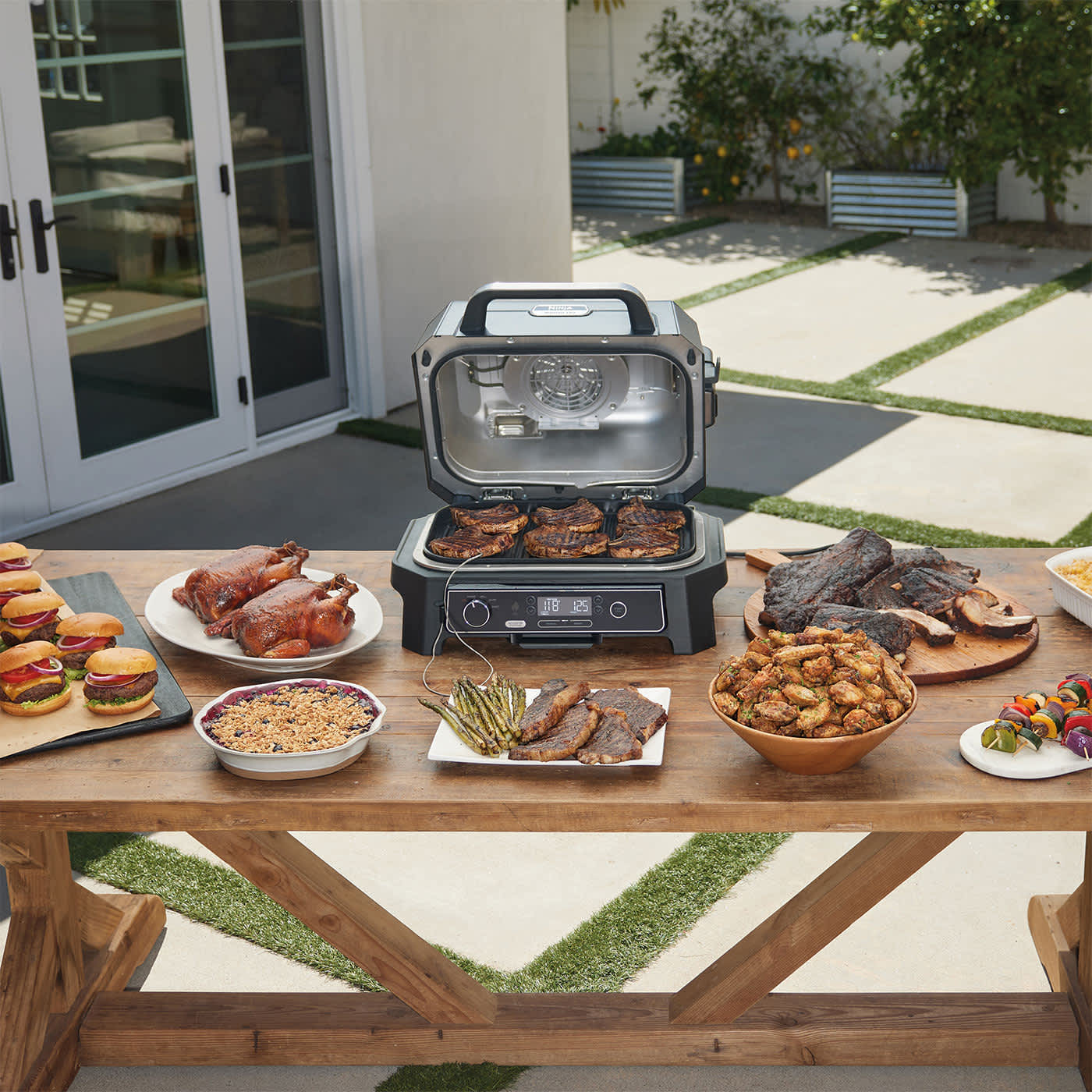 Ninja Woodfire Large Electric BBQ & Smoker with Stand & Cover